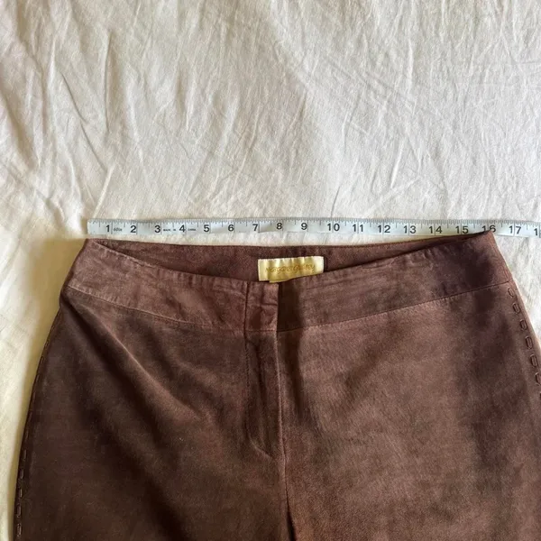 Margaret Godfrey Vintage Western Boho 70s Suede Chocolate Brown Bootcut Pants 12 - Image 8