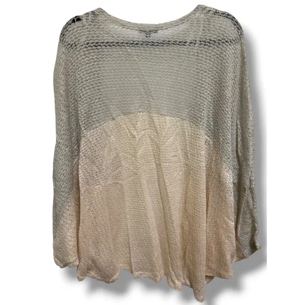 Ladakh Colorblock Knit‎ Cardigan Womens S Oversized Open Front Beige Peach - Image 3