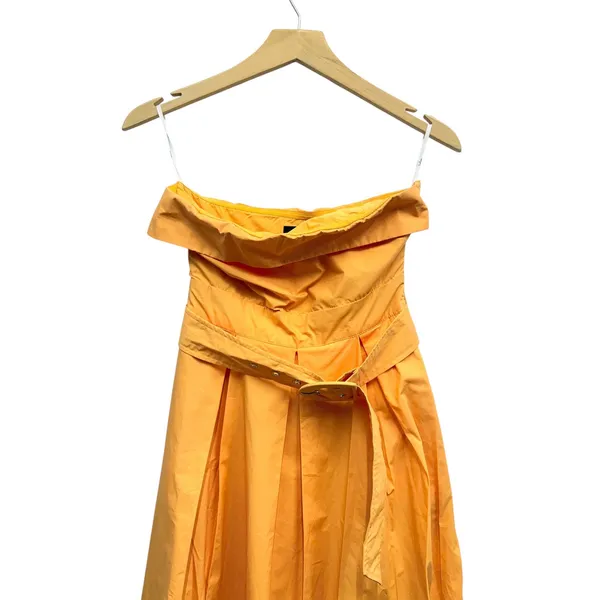 Lulus Trendsetting Choice Orange Strapless Midi Dress With Pockets size L NWT - Image 3