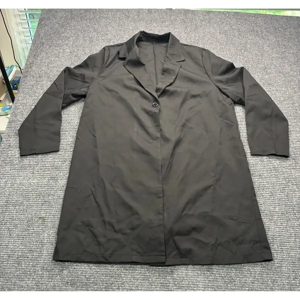 Womens Black Longline Single Button Blazer‎ Notched Lapel Casual Lightweight XXL - Image 4