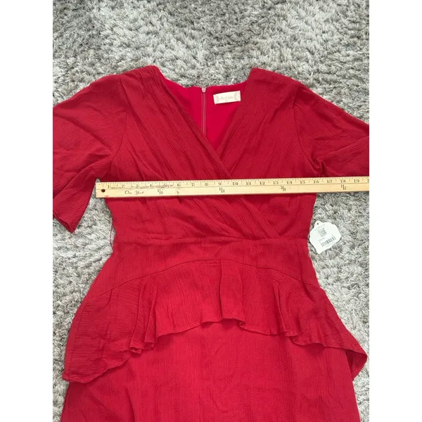 Altar’d State Mini Dress Red Boho Ruffle Tiered Flutter Sleeve V-Neck M NWT - Image 9