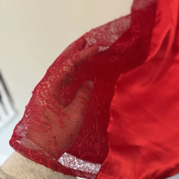 Victoria's Secret Red Slip Dress With Lace Cutouts Size Large 1185 - Image 6