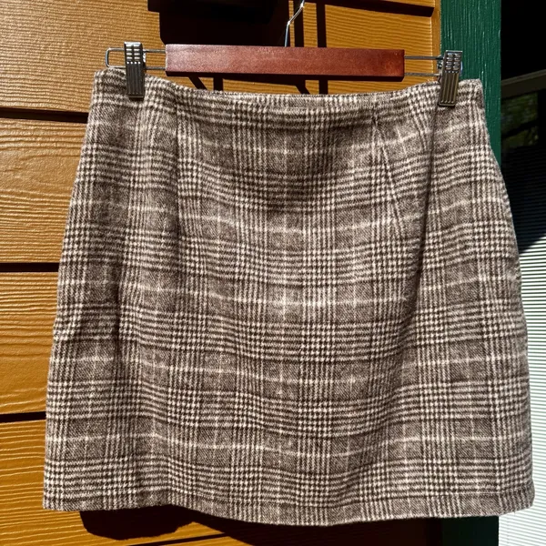 Women's Wool‎ Blend Mini Skirt Plaid Clueless Side Zip Lined Preppy Academia Med - Image 2