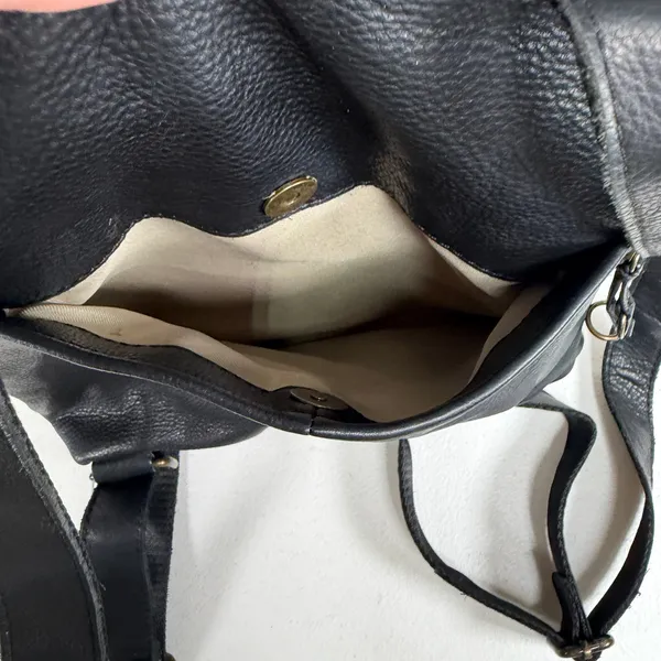 American Leather Co Small Backpack Black Pebbled Leather Travel Bag Minimalist - Image 6