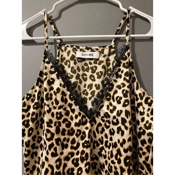 DO+BE Satin Lace Cheetah Print Tank Top Size Small - Image 5