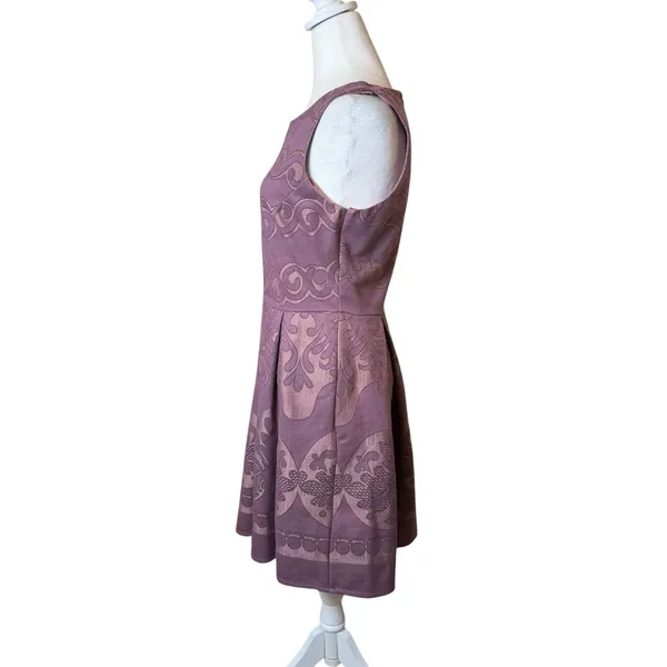 Altar'd State Purple Fit and Flare Dress Medium Lace Print Party Cocktail Easter - Image 4