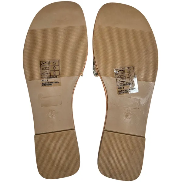 Yoki Alabama 20 Beige Rhinestone Woven Slide Sandals‎ Women Size 9 - Image 6