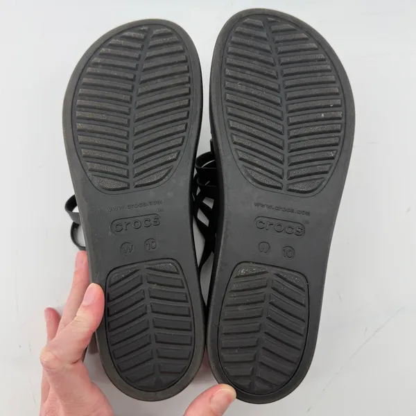 Crocs Brooklyn Strappy Low Wedge Sandal Black Women 10 Comfort Platform Y2K - Image 8