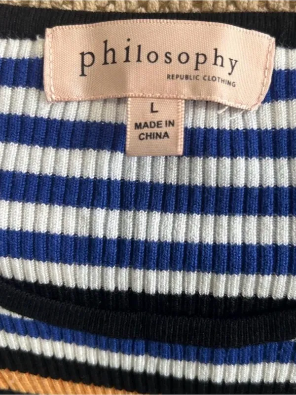 Philosophy multi-colored horizontal striped sweater in size L - Image 2