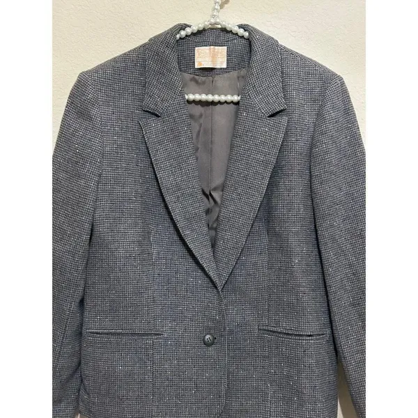 Vintage Pendleton Virgin Wool Blazer Women's Size Large Gray Academia 1950s USA - Image 2