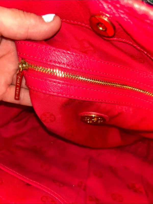 Tory Burch Hot Pink Leather Satchel with Detachable Strap - Image 9