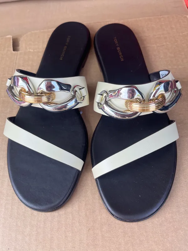 Sandals Mules Tory Burch Jessa Two Band Leather Sandal – Size 7M - Image 10