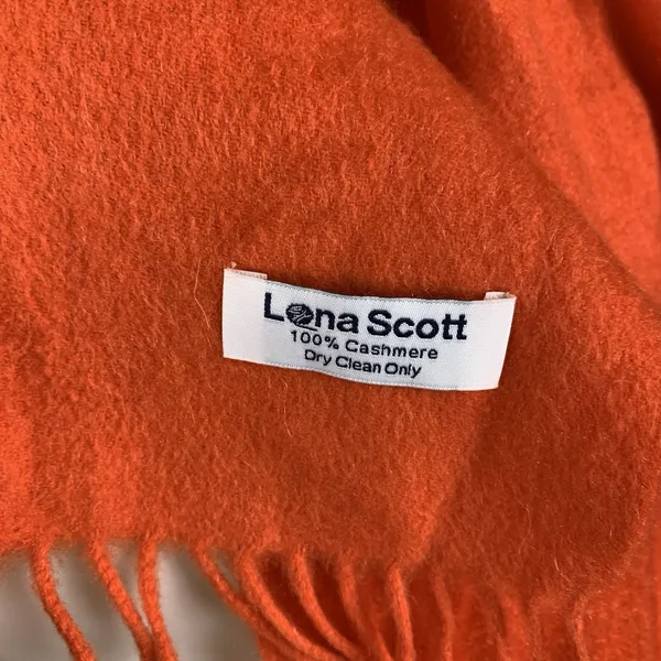 Lona Scott 100% Cashmere Orange Fringe‎ Scarf Soft Luxury Winter Wrap Shawl - Image 2