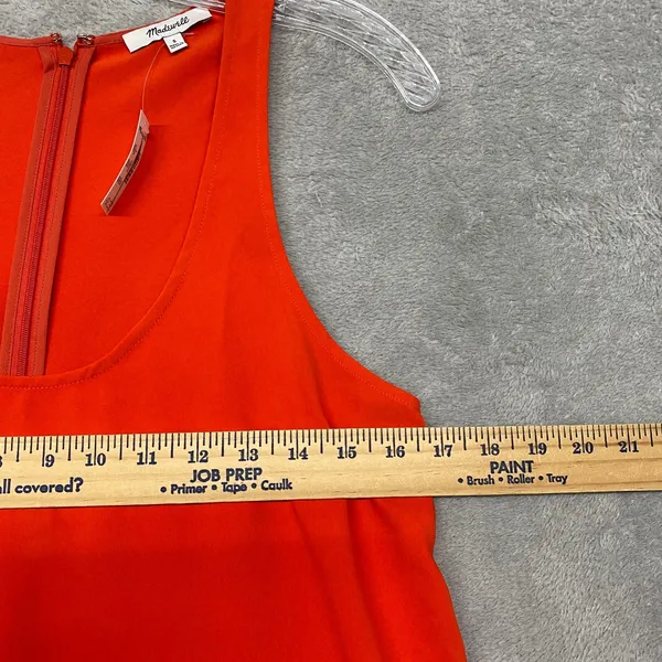 Madewell Dress Small Sleeveless‎ Scoop Neck Midi Bright Orange Relaxed NU577 - Image 10