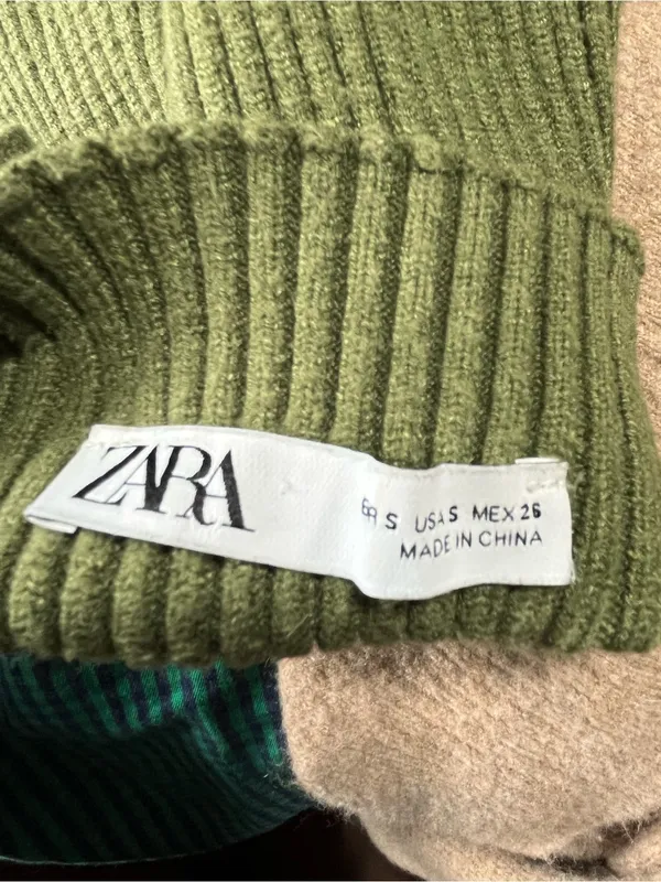 Zara Sleeveless Mock Neck Ribbed Crop Sweater - Olive Green Sleeveless Preppy S - Image 7