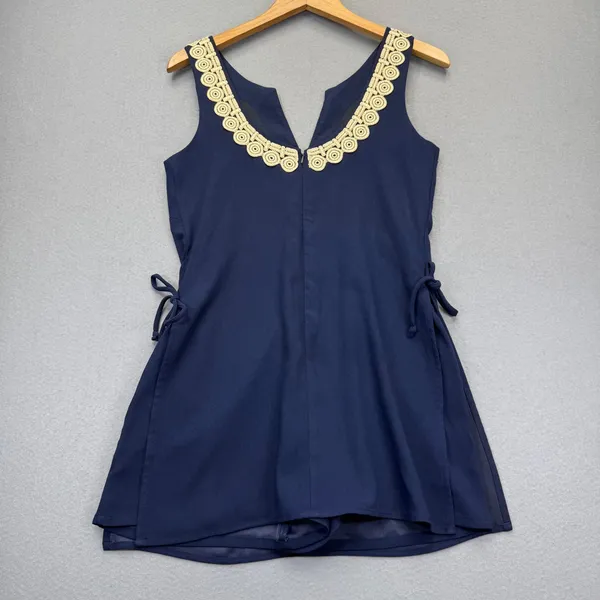 Lilly Pulitzer Navy Blue Gold Soutache Trim Shift Dress 30375 Womens Size 0‎ - Image 14