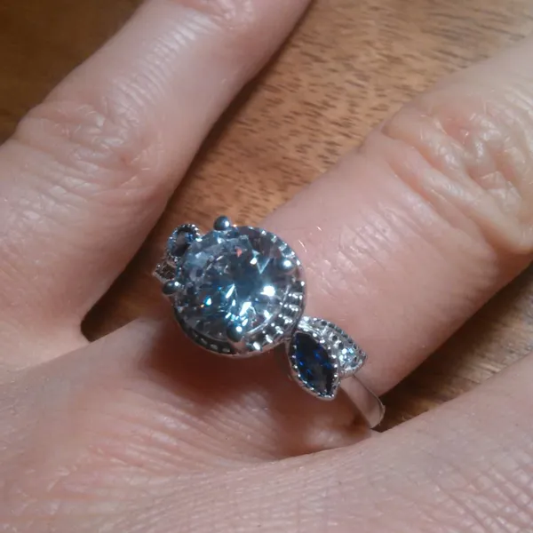 Simulated Tanzanite and Simulated Diamond Sterling Silver Ring (Size 6.75) - Image 15