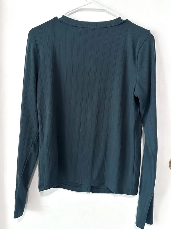 Abercrombie & Fitch Pointelle Pyjama Cardigan Co-ord in Green Medium - Image 4