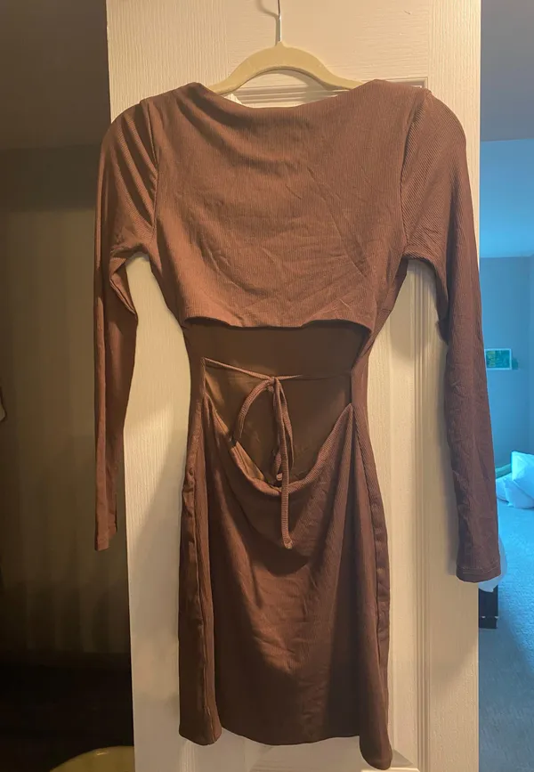 Brown Long Sleeve Dress - Image 5