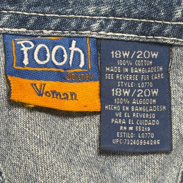 Vintage Winnie the Pooh Denim Shortalls Womens‎ 18W 20W Embroidered Overalls - Image 5