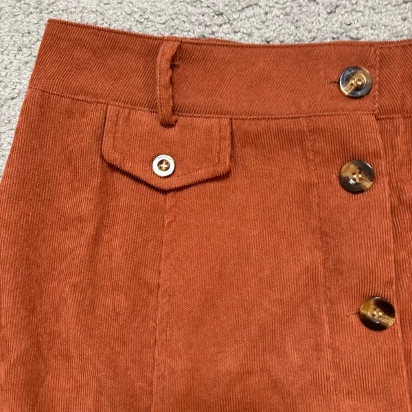 SHEIN Burnt Orange Corduroy Button-Front Mini Skirt - Image 2