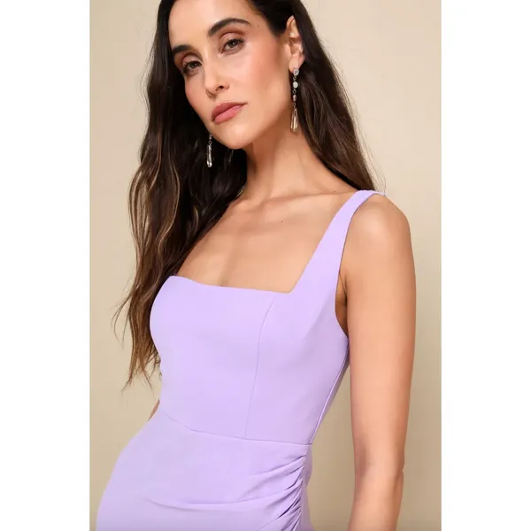 NEW Lulus Glamorous Disposition Lavender Ruched Maxi Dress Size M Bridesmaid - Image 2