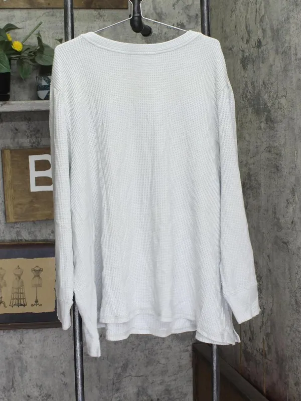Anybody Womens Brushed Waffle Knit Crew Neck Top A703129 Soft Gray 5X - Image 2