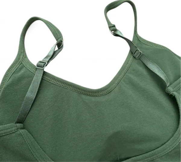 Olive Green Minimalist Sports Bra with Adjustable Straps - Image 6