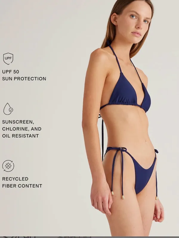 Quince Italian Adjustable Side-Tie Bikini Bottom | Deep Navy | Small - Image 3