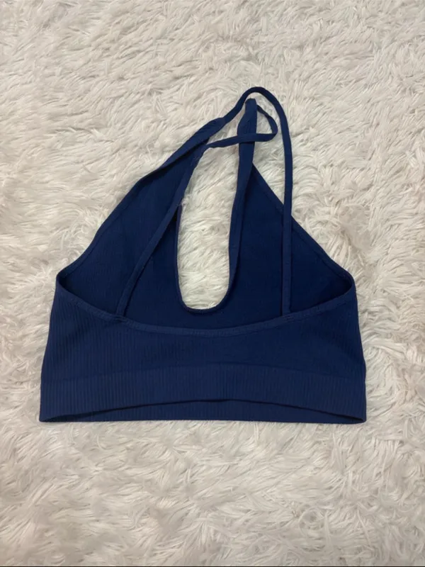 Free people intimately seamless Navy Ribbed Halter Crop Top - Image 2