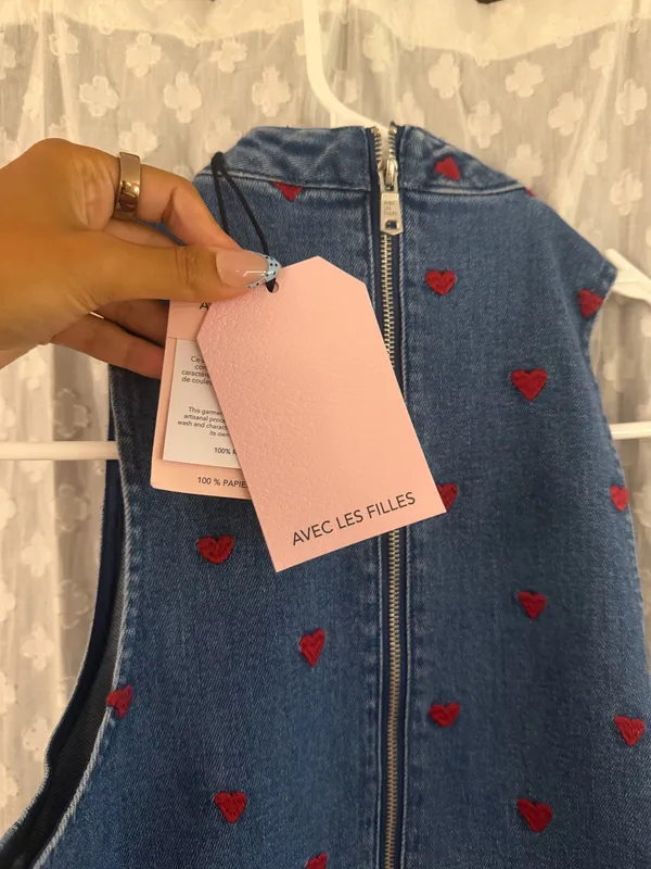 Avec Les Filles Denim Heart Bubble Dress - Image 3