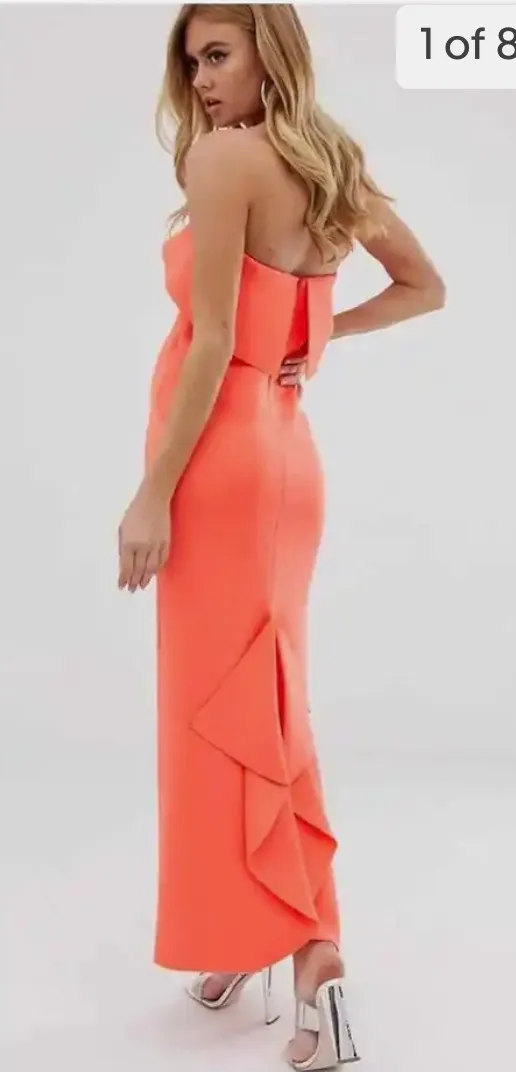ASOS Orange Strapless Maxi Dress - Image 2