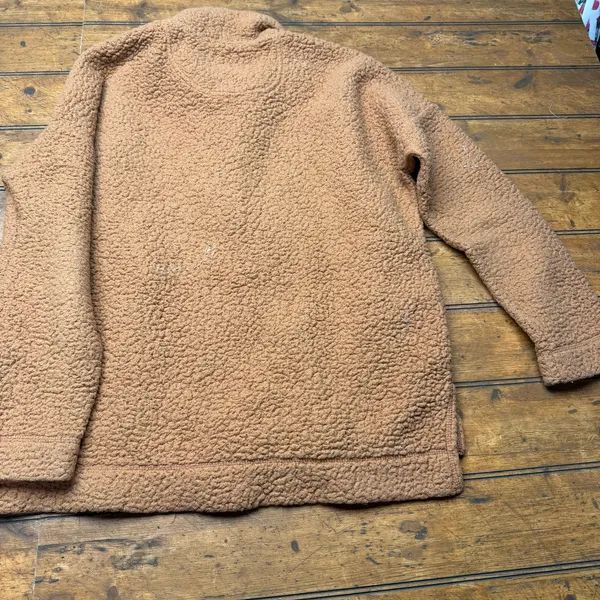 Aerie Sherpa Fleece Snap‎ Pullover Sweater Womens XS Brown Teddy Cabin Cozy - Image 7