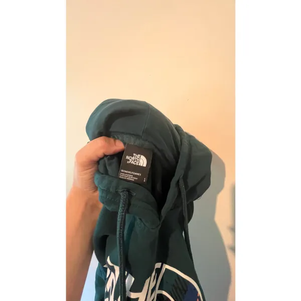 The North Face Women's Large Green Pullover Hoodie Plaid Logo Graphic Sweatshirt - Image 5
