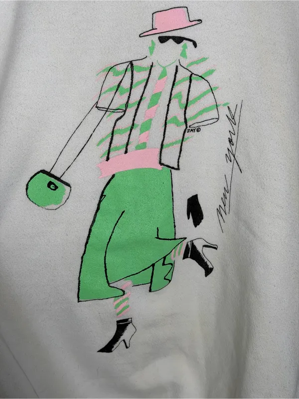Vintage 80s Anvil Neon Fashion Graphic Sweatshirt New Wave Retro Streetwear - Image 2