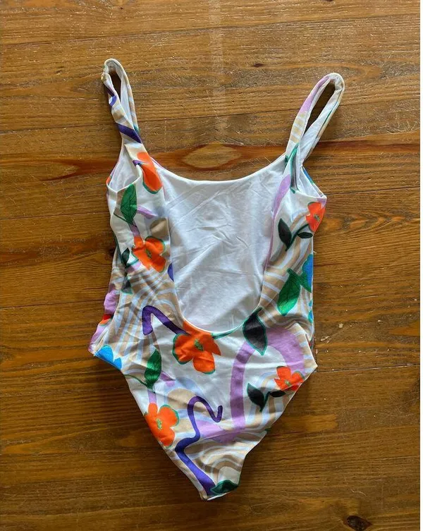 NWT ASOS Design Scoop Back Sleek One-Piece Floral Swirl Print, sz 6 - Image 5