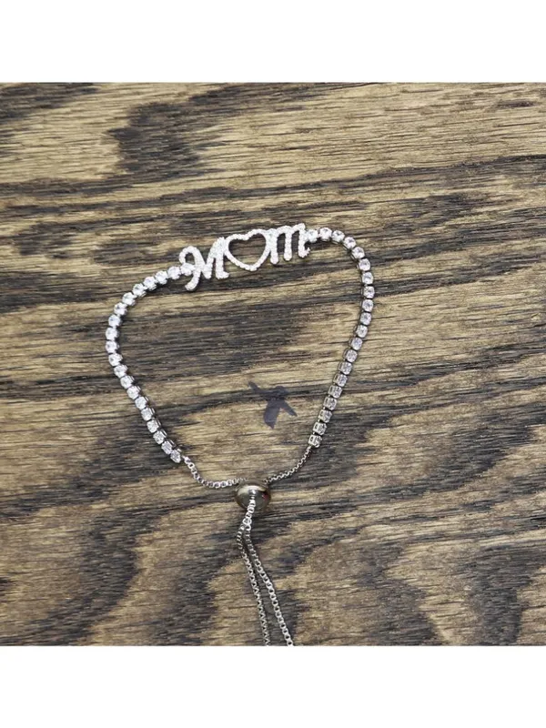 NEW Adjustable Slider Bracelet with Crystals Silver Gray / Clear - Image 2