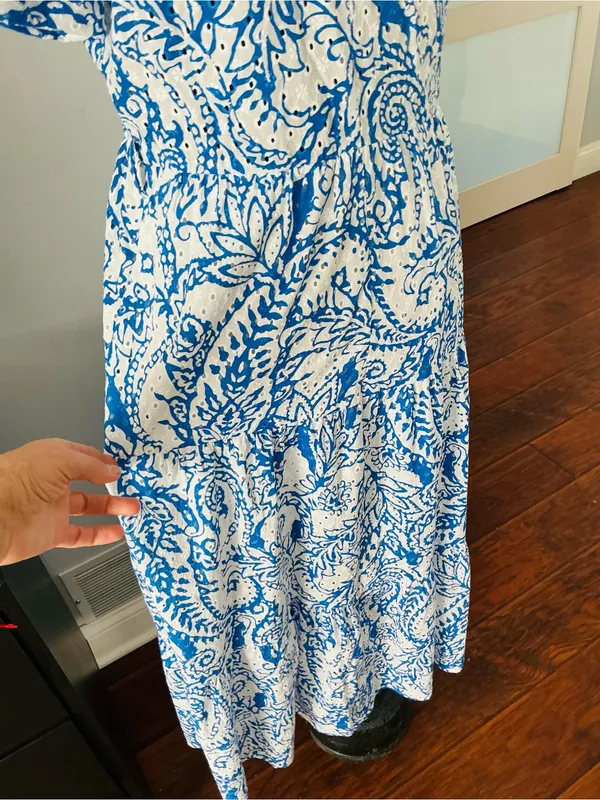 Zara Blue and White Paisley Button-Up Midi Dress 💙 - Image 11