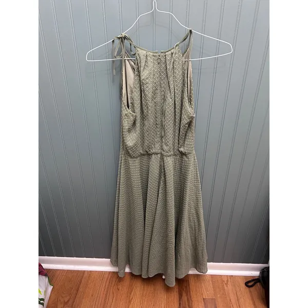 Gal Meets Glam Sage Green Lattice Swiss Dot Halter Fit & Flare Dress Size 0 - Image 3