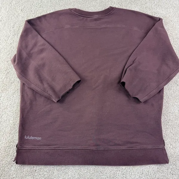 Lululemon Oversized Sweatshirt Womens Brownish Raw Hem Pullover‎ Thrashed Lounge - Image 9
