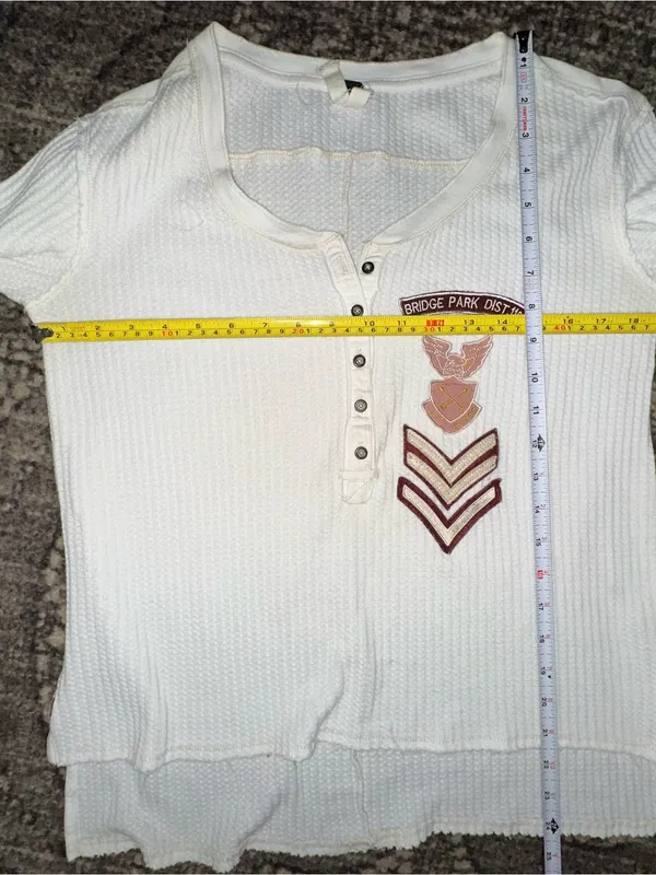 Free People Vintage Women’s Size XS Cream Bridget Waffle Knit Henley Top - Image 8