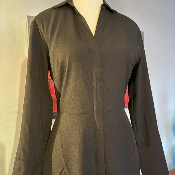 SPANX Carefree Crepe Collared Shirt Dress Black Sz XS NWT $198 - Image 2