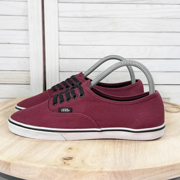 Van Authentic Canvas Low Top Lace Up Sneakers Burgundy Red 7.5 Women‎ 6 Men - Image 3