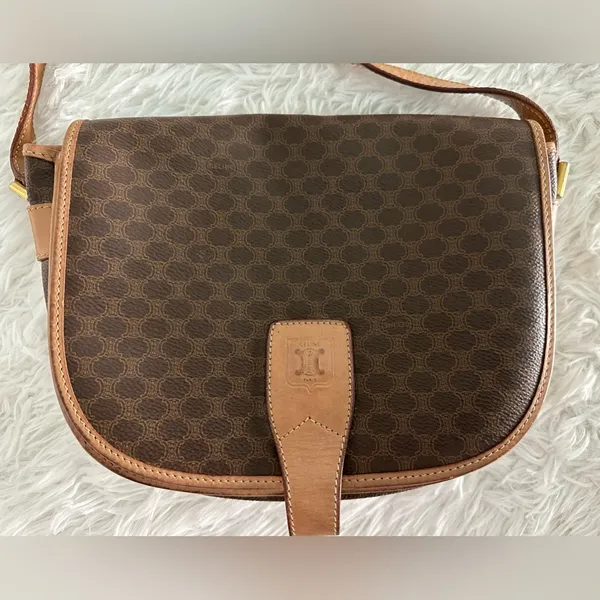 Celine‎ Brown Macadam Crossbody Bag Handbag - Image 2