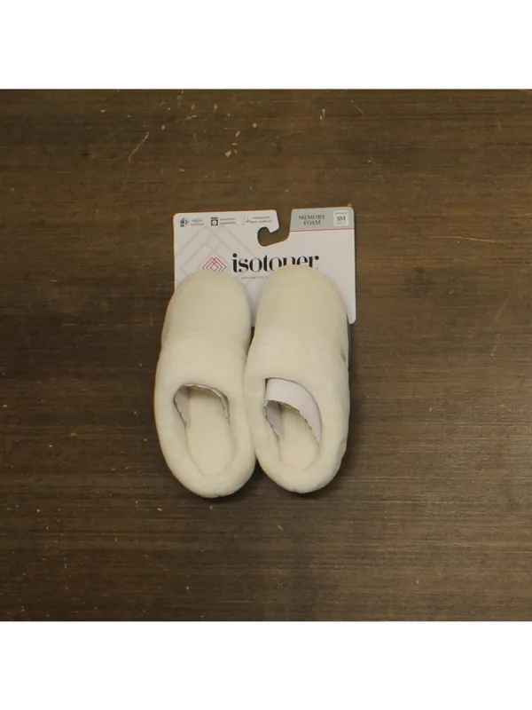 NWT Isotoner Womens Classic Clog Slippers Fuzzy Cozy Ewe White / Gray S (6.5-7) - Image 5