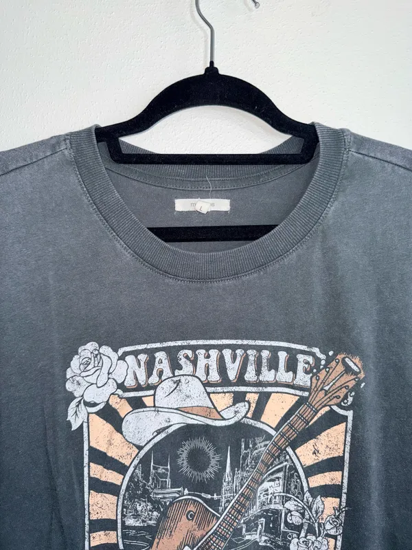Maurices Nashville Music City Oversized Graphic Tee Gray Country - Image 3