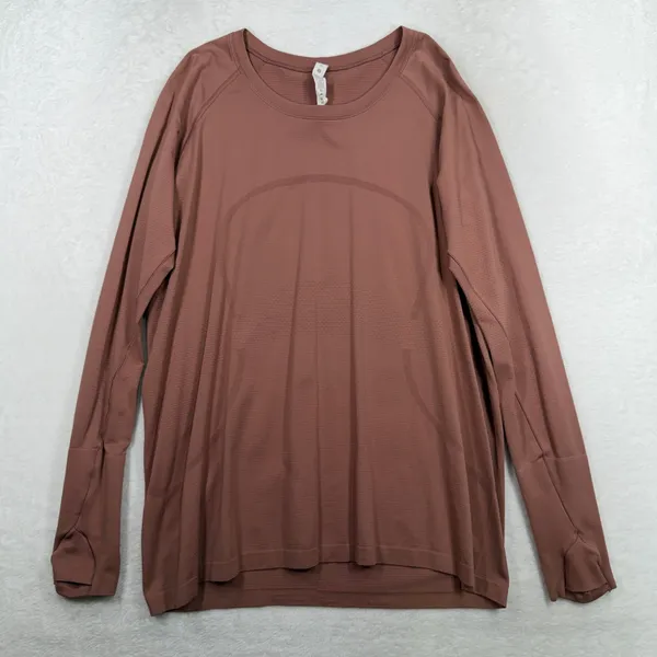 Lululemon Size 16 Swiftly Tech Long Sleeve 2.0 Soft Cranberry Activewear Top - Image 3
