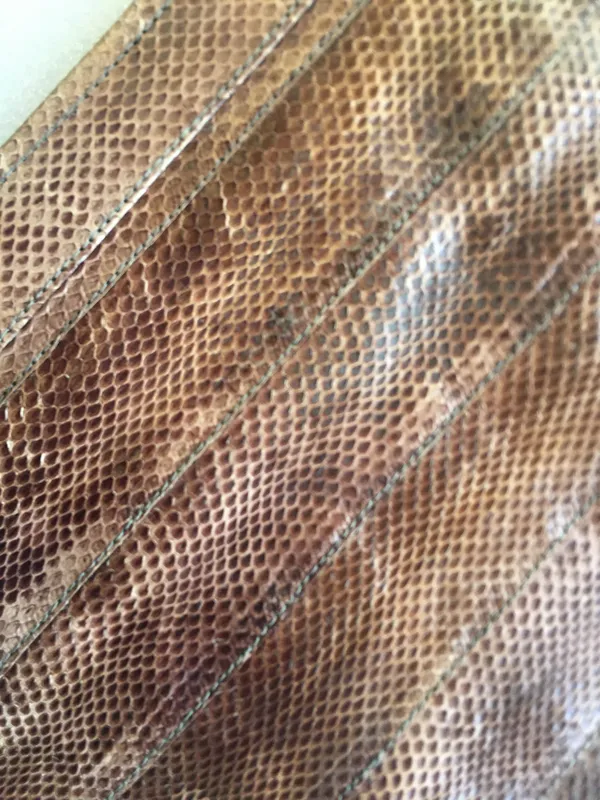 Vintage 80s 90s Shoesstrings Snakeskin Clutch Purse Bag Brown 11.5” x 7.5” - Image 6
