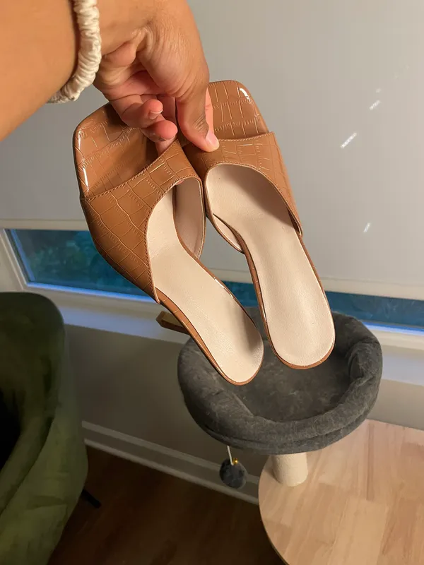 SheIn Tan Brown Mule Sandals Heels - Image 3