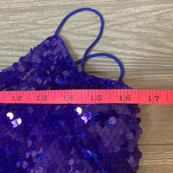 NWT Wayf blue sequin camisole tank top sz‎ m - Image 4